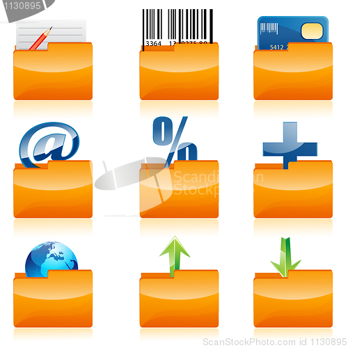 Image of business icons in folder