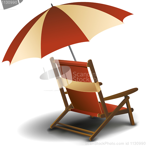 Image of beach chair with umbrella