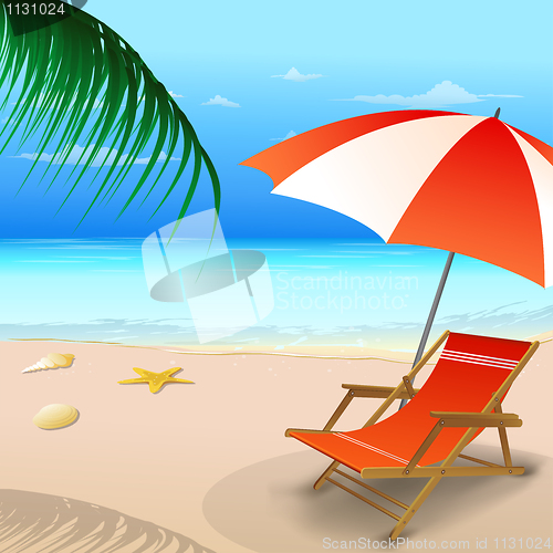 Image of beach chair with an umbrella