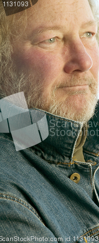 Image of handsome middle age man denim jacket 