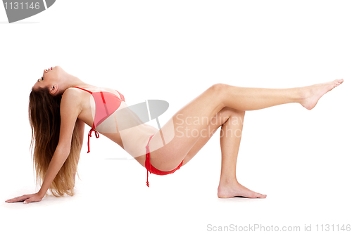 Image of Stunning woman in red bikini