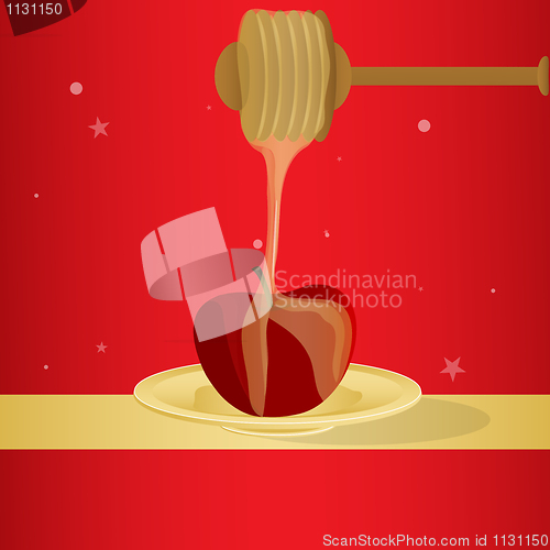 Image of vector honey and apple