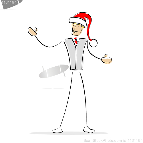 Image of vector man with santa hat