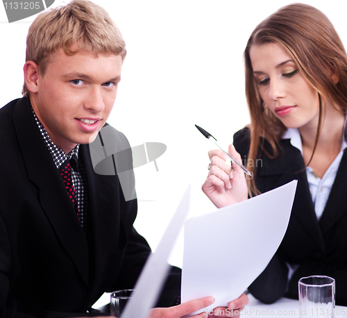 Image of Confident businessman with his collegue