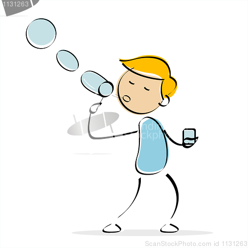 Image of vector boy blowing bubbles