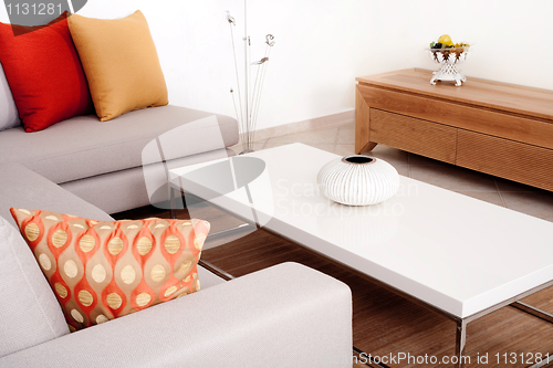 Image of Sofa set with colored cushions