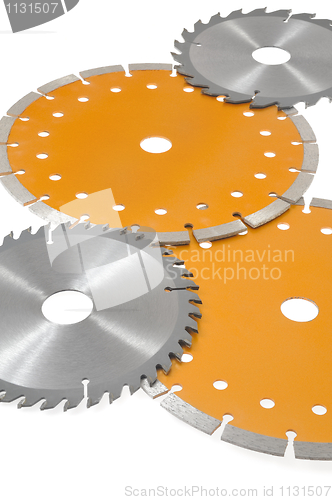 Image of Circular saw blades isolated on white