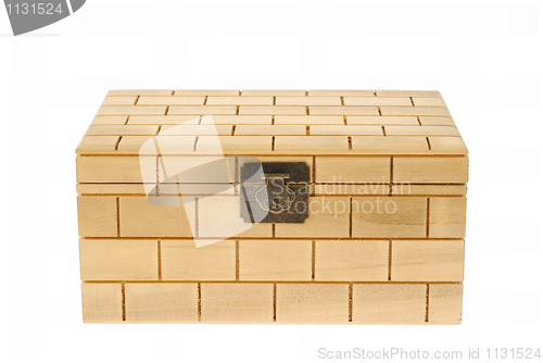 Image of Closed  wood  box isolated on white background