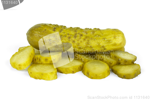 Image of Whole marinated cornichon and few slices