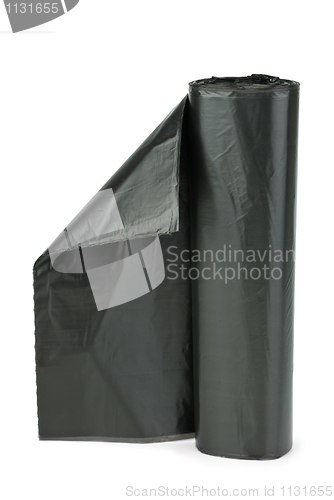 Image of Roll of black plastic garbage bags