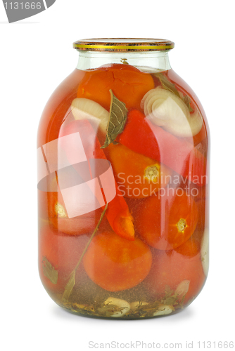 Image of Glass jar with homemade marinated tomatoes