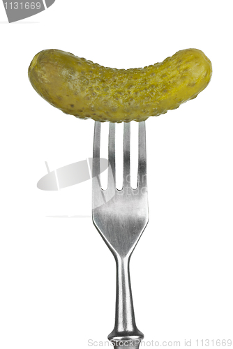 Image of Marinated cornichon on the fork