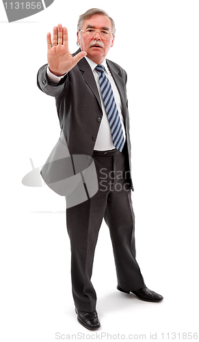 Image of Man showing stop sign