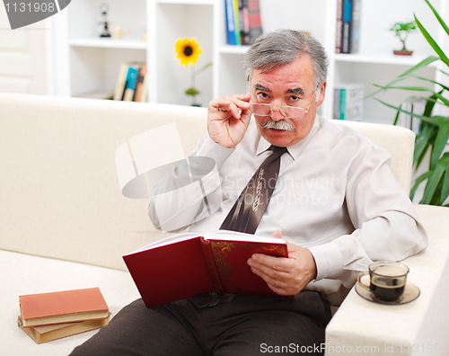 Image of Senior man reading books