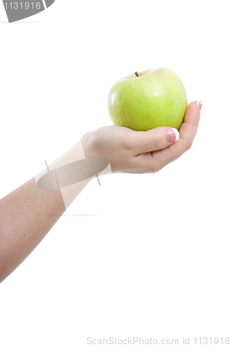 Image of green apple in hand