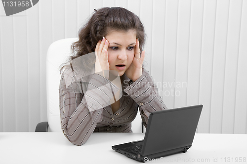 Image of surprised woman with laptop