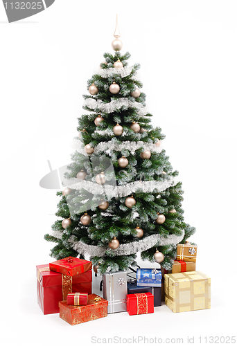 Image of Christmas tree on white with presents