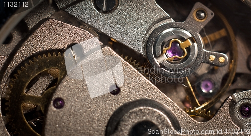 Image of Closeup of small metal cogs