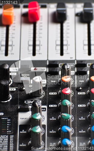 Image of Texture of an audio sound mixer with buttons