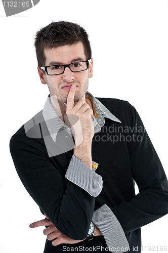 Image of Portrait of a handsome young student isolated over white backgro