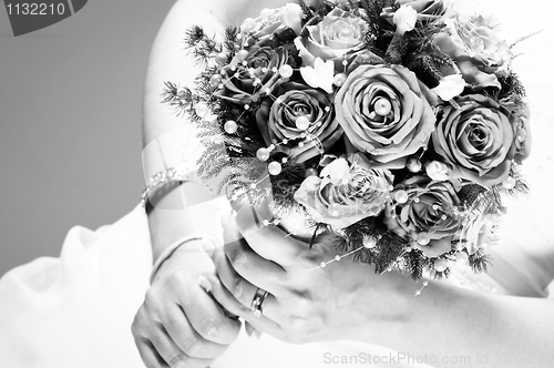 Image of Bride with wedding bouquet