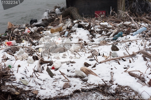 Image of Pile of garbage covered with snow