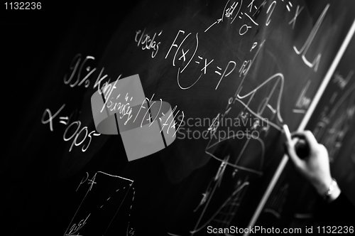 Image of Writing on chalk board in black and white
