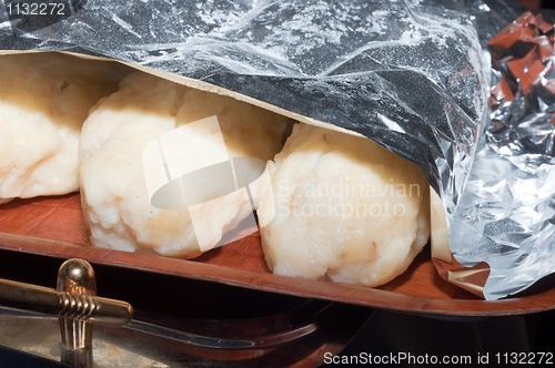 Image of Freshly prepared bread dough on plate