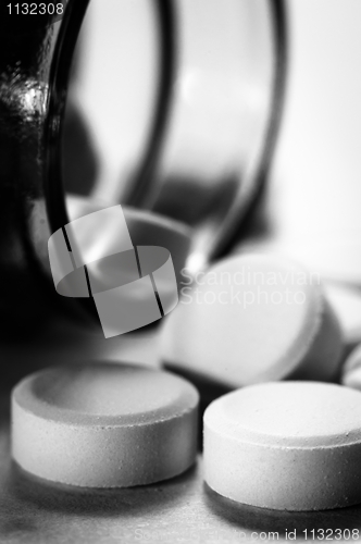 Image of Medicine against white isolated background in black and white