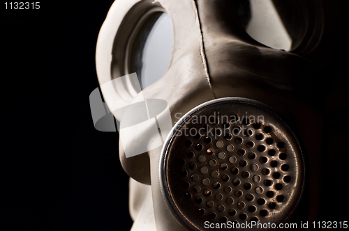 Image of Closeup of a gasmask with copyspace