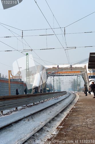 Image of Train station with tunnel at winter