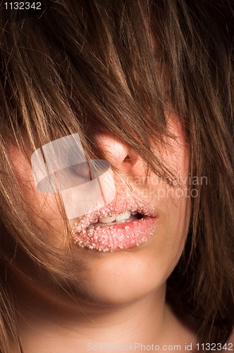 Image of Girl with sugar on her lips