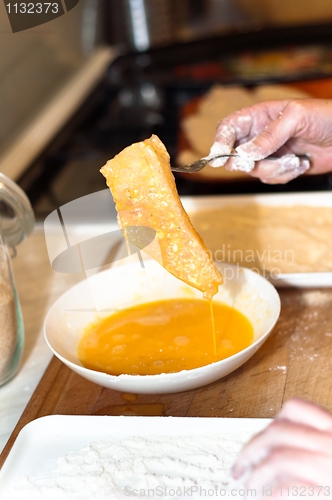 Image of Fresh meat with yolk focus on meat with blurry background