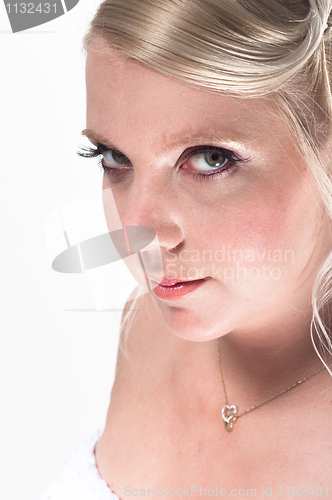 Image of Young bride on isolated white background