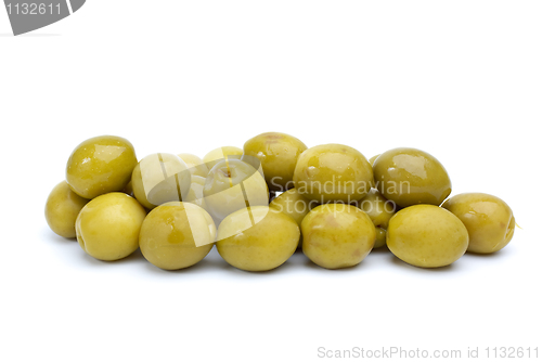 Image of Some green olives with pits