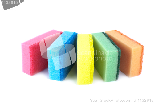 Image of Five sponges of different colors