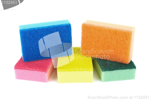 Image of Five sponges of different colors