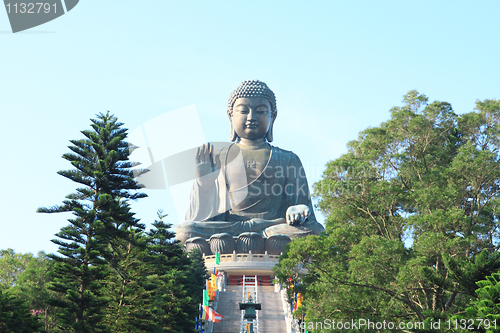 Image of Giant Buddha Statue in Tian Tan. Hong Kong, China 