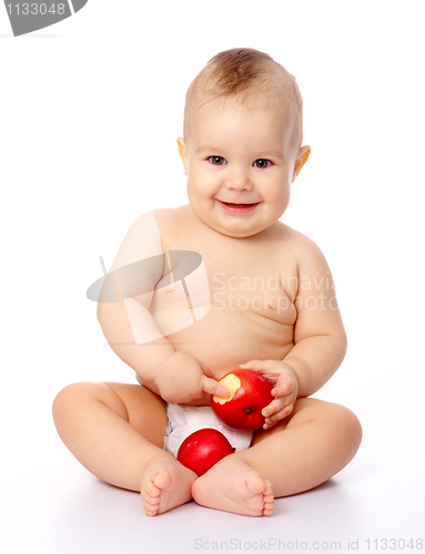 Image of Little child with apple