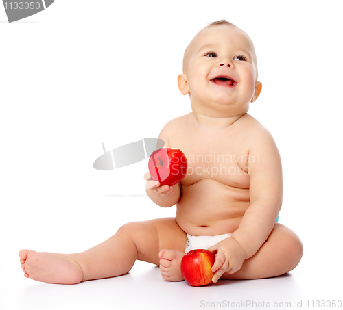 Image of Little child with apple