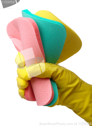 Image of Few washing sponges in hand