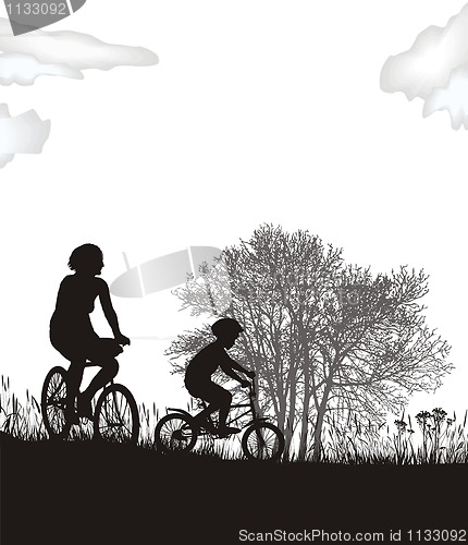 Image of Mother and son on bikes