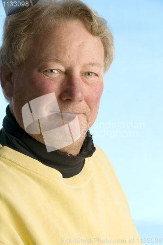 Image of handsome smiling middle age senior man worn turtleneck shirt