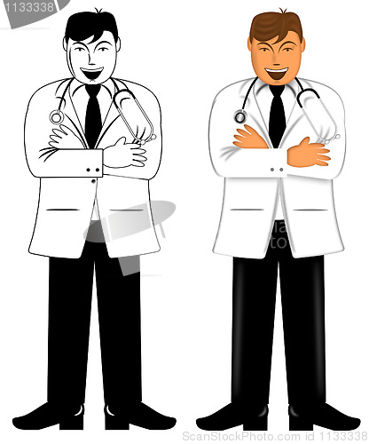 Image of Doctor Standing with Folded Arms and Stethoscope