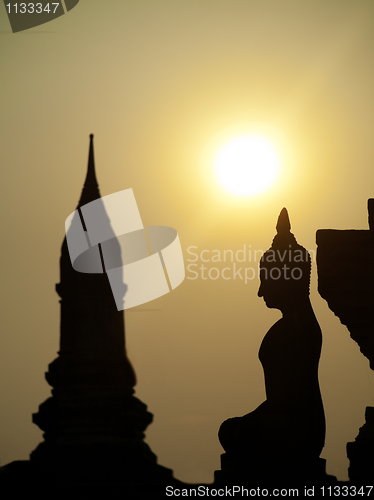 Image of Stupa at sunset