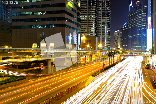 Image of traffic in city at night