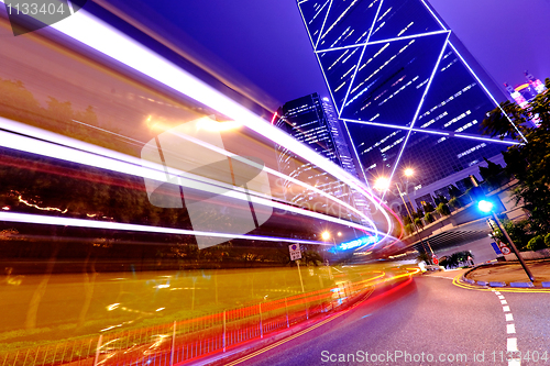 Image of traffic in city at night