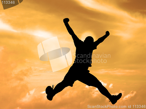 Image of Jumping silhouette sunset sky-clipping path
