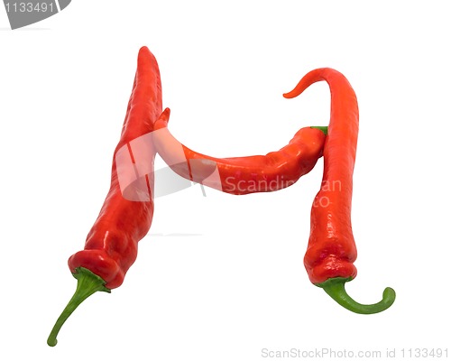 Image of Letter H composed of chili peppers