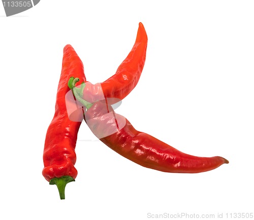 Image of Letter K composed of chili peppers